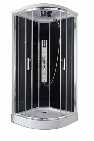HIDROMASSZÁZS ZUHANYKABINOK TREND 1 hidromasszázs zuhanykabin elektronikával CL70 9002827150709 90 x 90 x 210 cm hátmasszírozó panel rozsdamentes acélból keverő csaptelep és funkcióváltó esőztető