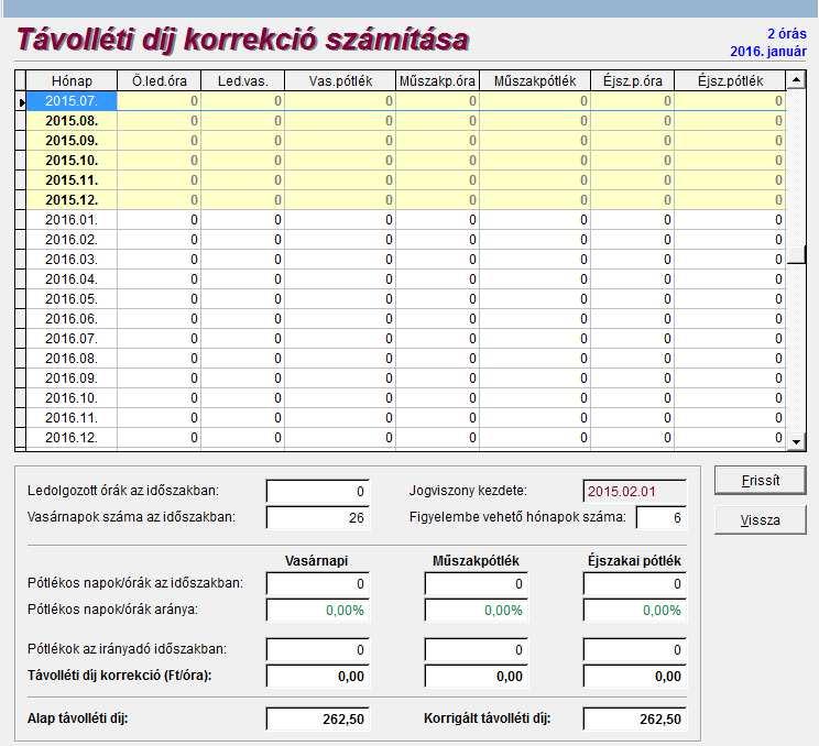 BÉRSZÁMFEJTÉS 17 A távolléti díjak számfejtésekor lehetséges eltérés a havi jövedelemben, ha a dolgozónak voltak olyan pótlékai az elmúlt hat hónapban, amit korrekcióként kell figyelembe venni a