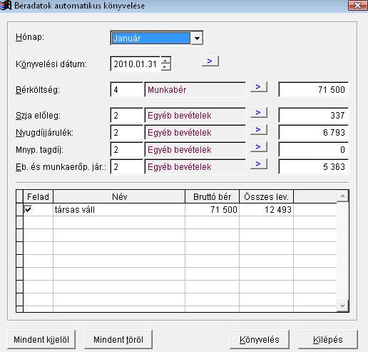 Bérfeladás az egyszeres programokban