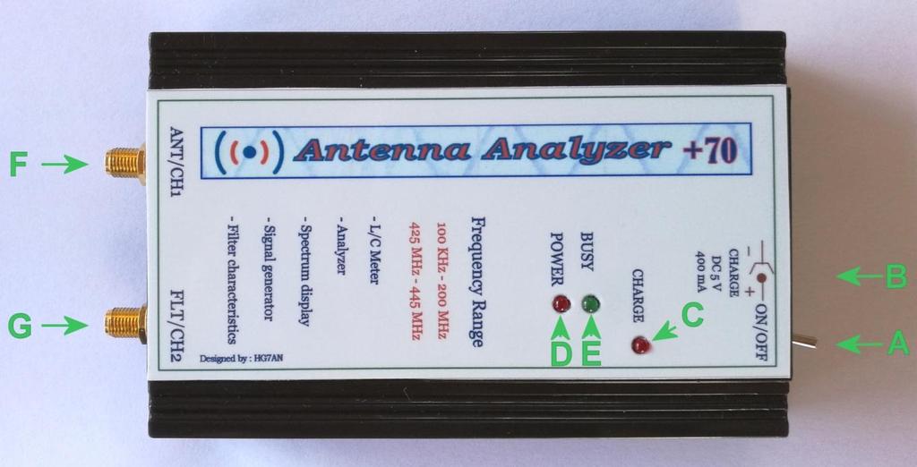 TECHNIKAI ADATOK: Verzió 1. Szintézer: DDS 1Hz felbontással Energiaellátás: 3.7V/1500mA Li-Ion Battery Frekvencia tartomány: 100KHz - 200MHz Működési idő: ~4.