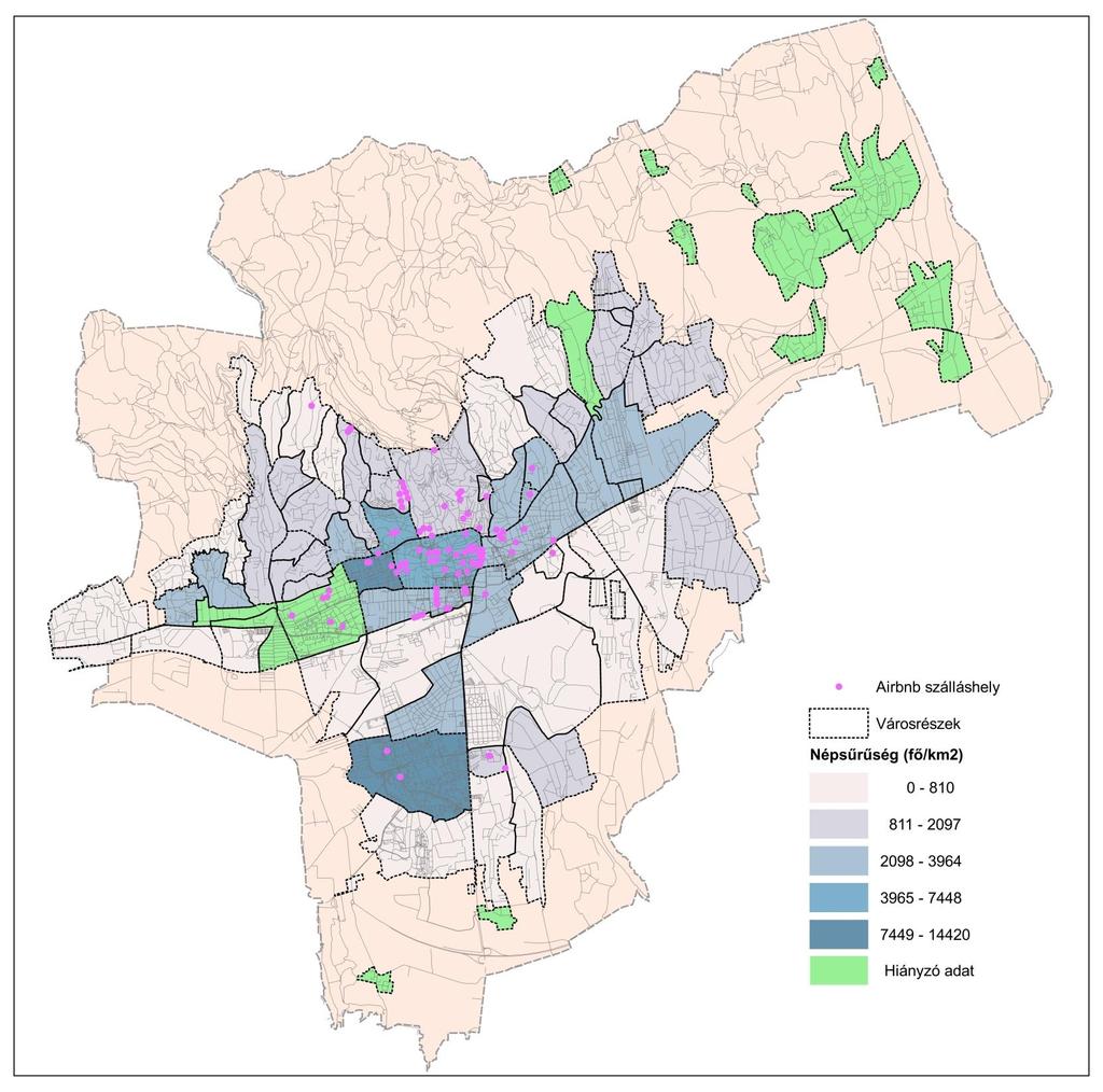 Eredmények 3 Belváros 32 % Uránváros 6 % Kertváros 0 % Az Airbnb-n kiadott szálláshelyek