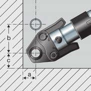 Csővezetékek közötti minimális távolság Pressgun 5/4E/4B, Présgép típusok PT3-EH/AH, -es típus (PT) Pressgun Picco Picco [mm] ø d a a b a b 16 15 45 15 48 0 16 45 15 50 5