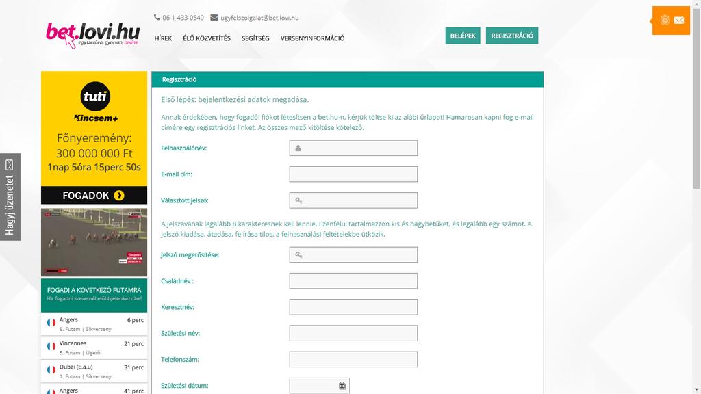 Impresszum menüpont: ha az Impresszum menüpontra kattint, megjelenik a bet.lovi.hu oldal impreszuma. Bővebben lásd az Impresszum menüpont fejezetben.