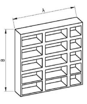 max. 810 mm max. 600 mm A max. 600 mm max. 810 mm max. 600 mm max. 600 mm A szellőző rácsok mérete TM 75EI SZELLŐZŐ RÁCSOK TŰZGÁTLÓ AJTÓKHOZ AZ ELEM SZÁMA A B AZ ELEM SZÁMA A B 610.2020.0 200 200 610.