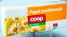 kiszerelésű papír zsebkendő, valamint a 2 rétegű 2 tekercses törlőpapír és 24 tekercses toalettpapír.