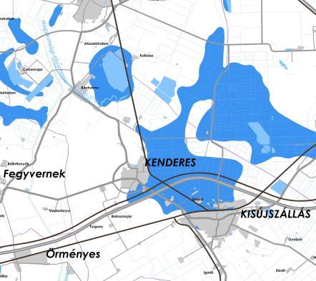 térkép: Kenderest érintő térségi övezetek Ökológiai hálózat övezetei (3.