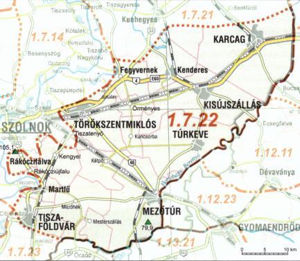 térkép: Részlet Magyarország térképéről, Kenderes megjelölésével Forrás: http://mek.oszk.