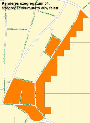 31. térkép: 4. számú szegregátum Kenderesen Forrás: 2011. évi népszámlálás, KSH. 1.14.