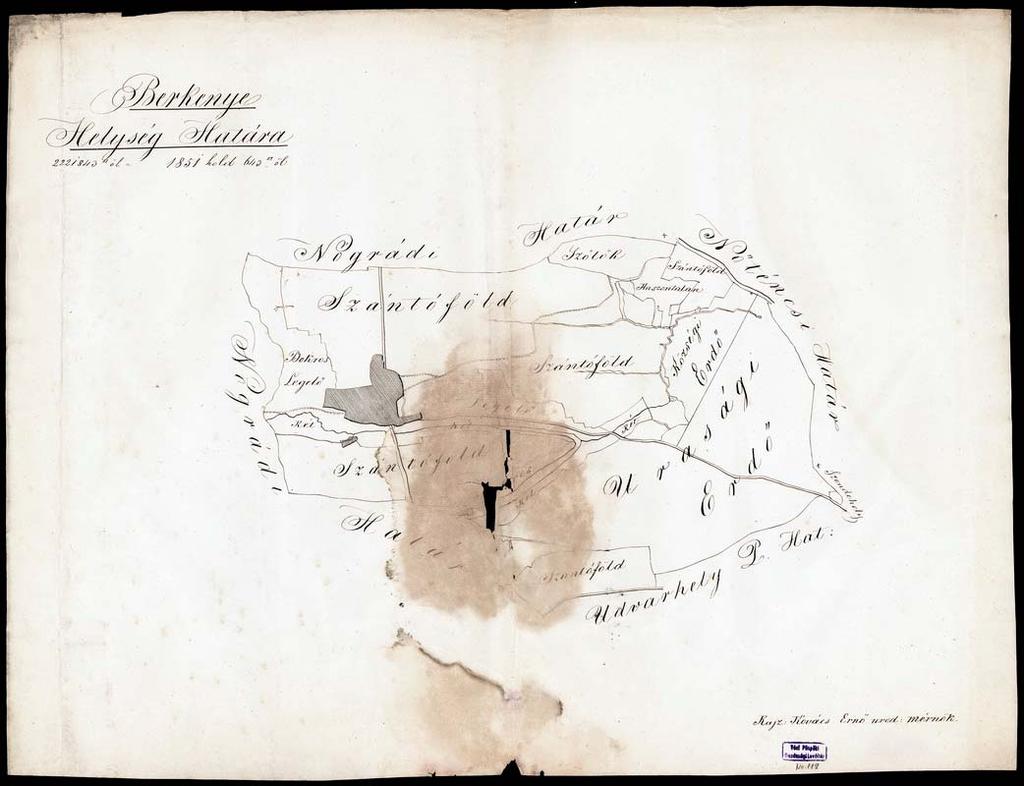 137 124. VPGL. 119. 1. Kovács, Ernő urad. mérn. [XIX. szd.] 2. Berkenye Helység határa. 3. Berkenye (Nógrád m.) határának térképe településfolttal.