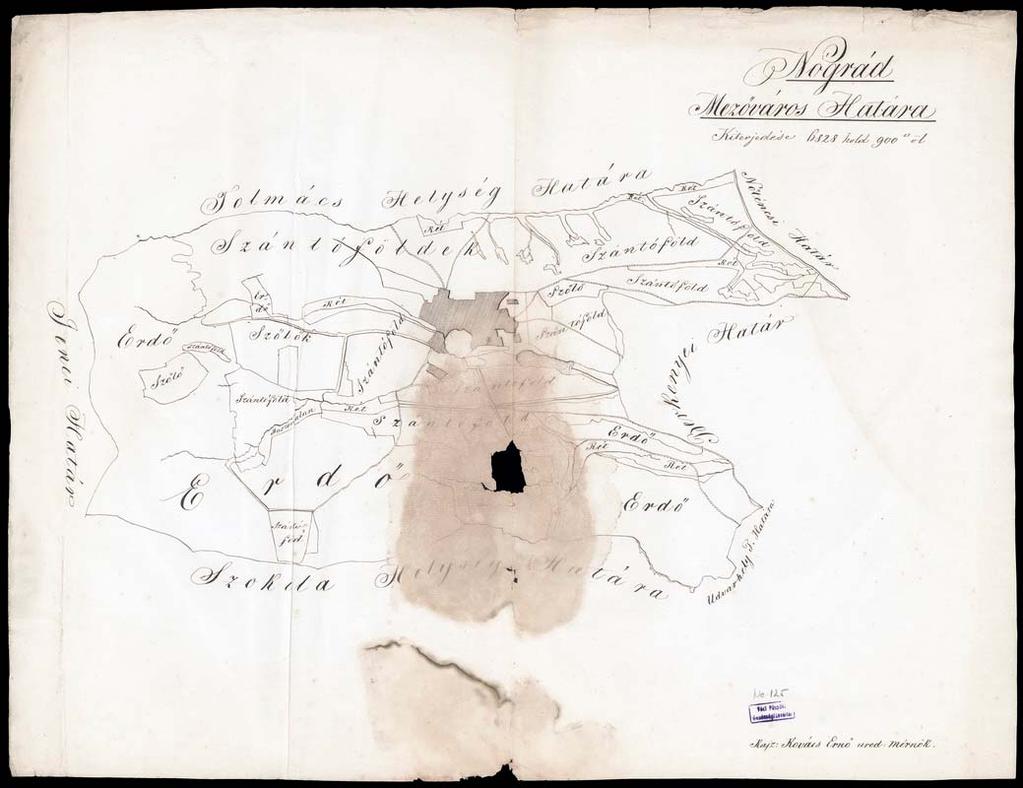 143 130. VPGL. 125. 1. Kovács, Ernő urad. mérn. [XIX. szd.] 2. Nógrád Mezőváros Határa. 3. Nógrád (Nógrád m.) határának térképe településfolttal.
