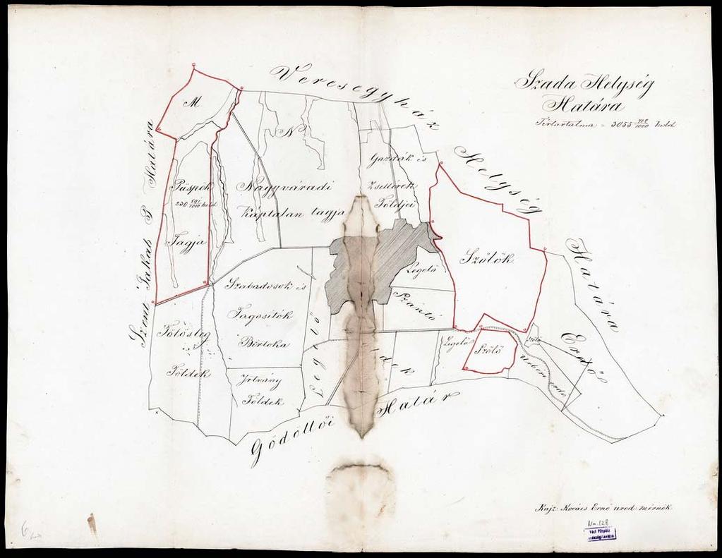 146 133. VPGL. 128. 1. Kovács, Ernő urad. mérn. [XIX. szd.] 2. Szada Helység Határa. 3. Szada (Pest m.