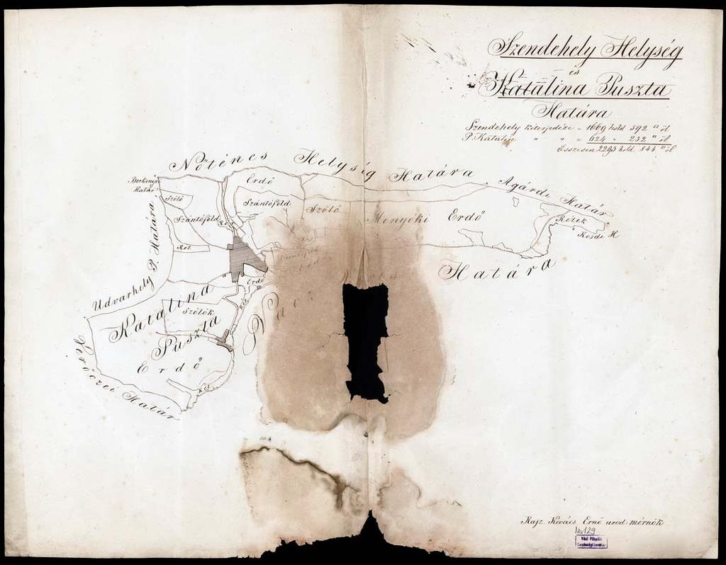 147 134. VPGL. 129. 1. Kovács, Ernő urad. mérn. [XIX. szd] 2. Szerdahely Helység és Katalina Puszta határa. 3. Áttekintő határtérkép településfolttal.