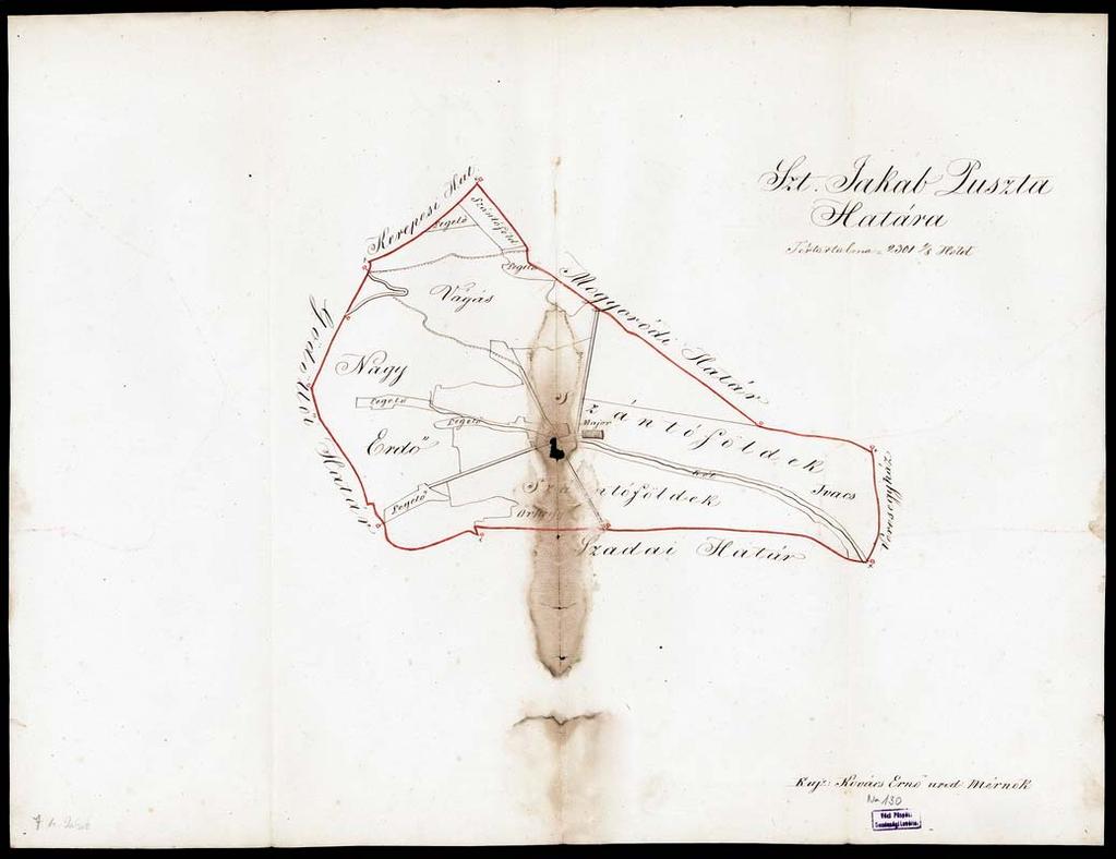 148 135. VPGL. 130. 1. Kovács, Ernő urad. mérn. 1865 2. Szt. Jakab Puszta Határa. 3. Szentjakab puszta (Pest m.