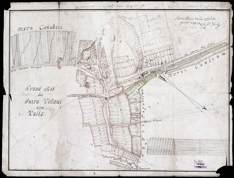 159 146. VPGL. 141. 1. Fiedler, Thomas geom. 1811 2. Grund Ris des Intra Villani von Kalló. 3. Kálló (Nógrád m.) részletes belterületi térképe. 4.