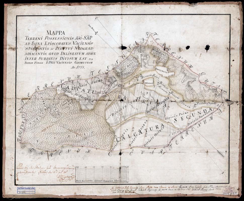 25 15. VPGL. 12. 1. Fidler, Thomas geom. 1777 2. Mappa Terreni Possessionis Alsó-Sáp ad Bona Episcopatus Vaciensis spectantis I Cottui Neograd 3. Alsósáp (Nógrád m.