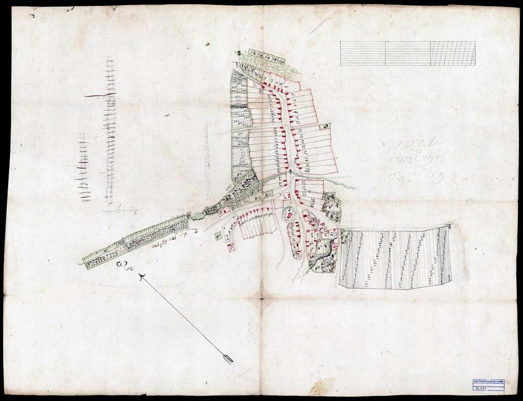 37 27. VPGL. 24. 1. Fiedler, Thomas geom. [XVIII. szd.] 2. Intravillanum Kálloiense. 3. Kálló (Nógrád m.) lakóházainak, beltelkeinek és a kerteknek térképe. 4.