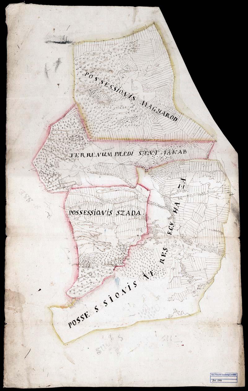 57 47. VPGL. 44. 1. sa. [XVIII. szd.] 2. Possessionis Magyarod Terrenum Predi Szent Jakab Possessionis Szada Possessionis Veresegyháza. 3.