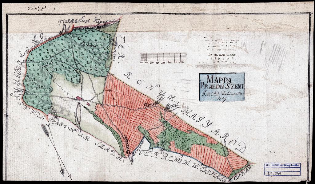 60 50. VPGL. 47. 1. 2. 3. 4. 5. sa. Mappa praedii Szent Jakab Delineata. Szentjakab (Pest m.) határának térképe.