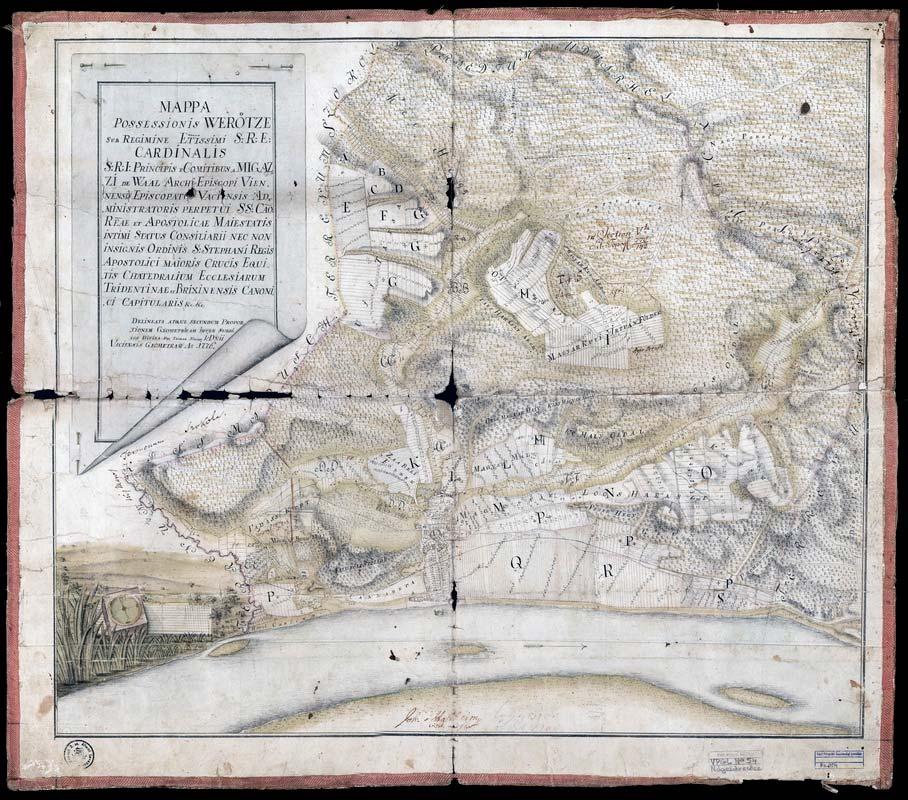 67 57. VPGL. 54. 1. Fiedler, Thomas geom. 1776 2. Mappa Possessionis Verötze 3. Nógrádverőce (Nógrád m.) részletes határ- és településtérképe. 4. Ms; cm; mag; 61 x 55 cm; o: N. M: 100 org. V. = 17 mm; 1 : 11040; Pp; lat; hung; col.