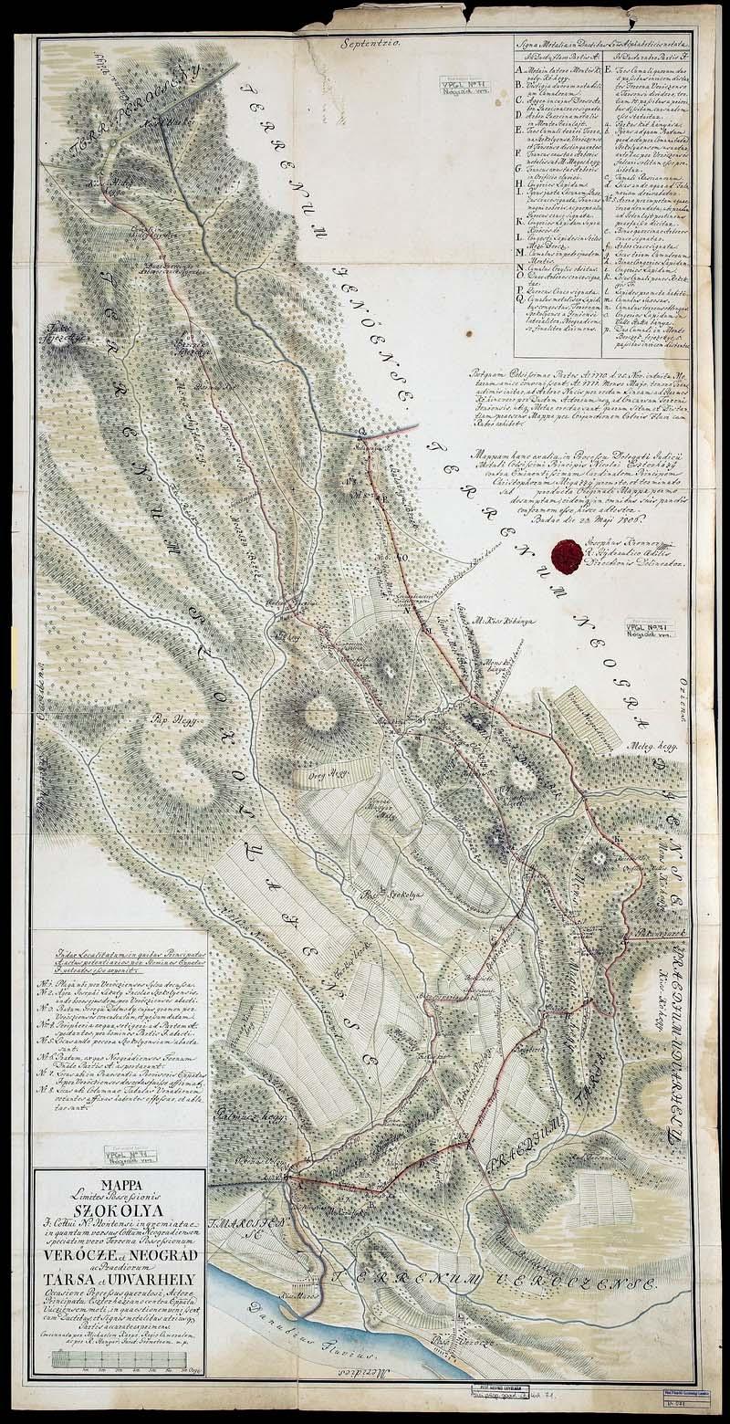 85 75. VPGL. 71. 1. A: Kárpe, Michael cam. geom. 1771 Auth: Krenner, Josef R: Hydralicon Adilis Directionis Delineator 1806 2. Mappa Limites Possessionis Szokolya,.
