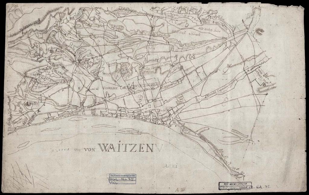 90 80. VPGL. 75. 1. [Fiedler, Thomas] [geom.] [XVIII. szd.] 2. von Waitzen. 3. Vác (Pest m.) belterületének és határának rajza. 4.