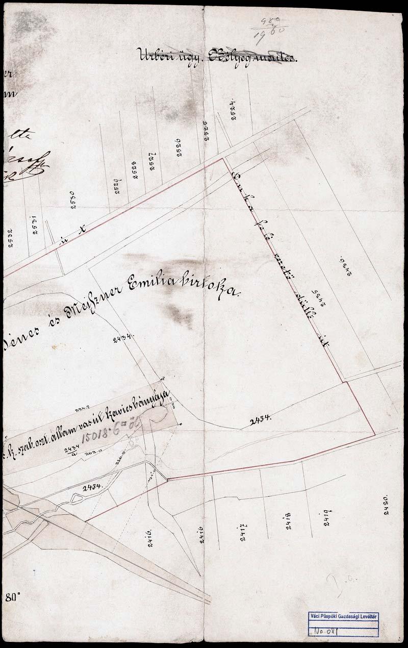 96 86. VPGL. 81. 1. sa. [XIX. szd.] 2. 3. Ismeretlen helység határrészletének térképe Vácduka (Pest m.