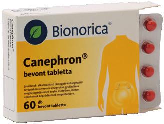 ÚGYUTAK Canephron bevont tabletta 60 db (40,83 Ft/db) A Canephron bevont tabletta alkalmazható támogató és kiegészítő terápiaként a vese és a húgyutak