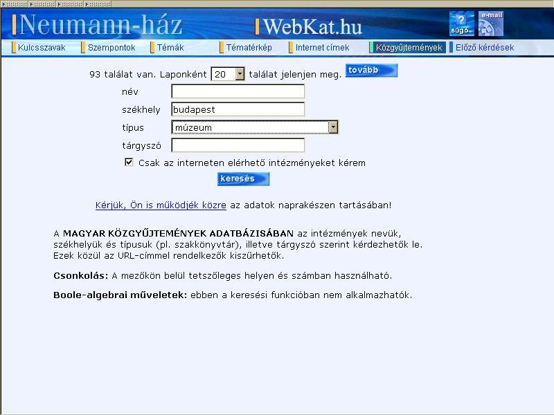 Keresés a közgyűjtemények között:
