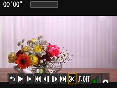 X Videók első és utolsó jelenetének kivágása Lehetőség van a videó első és utolsó jelenetének kivágására 1 másodperces lépésekben. 1 A videolejátszás képernyőn válassza ki a [X] opciót.