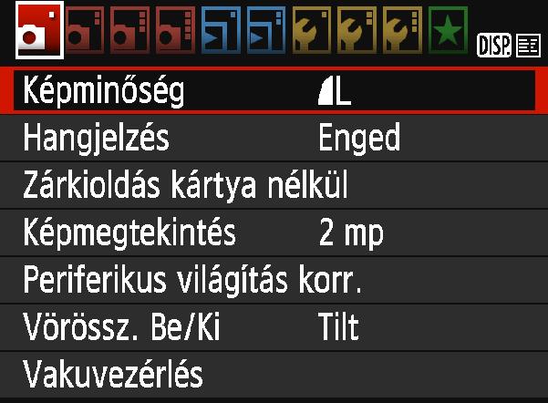 3 Menüműveletek A különböző menübeállításokkal megadható például a képrögzítés minősége, a dátum és az idő stb.