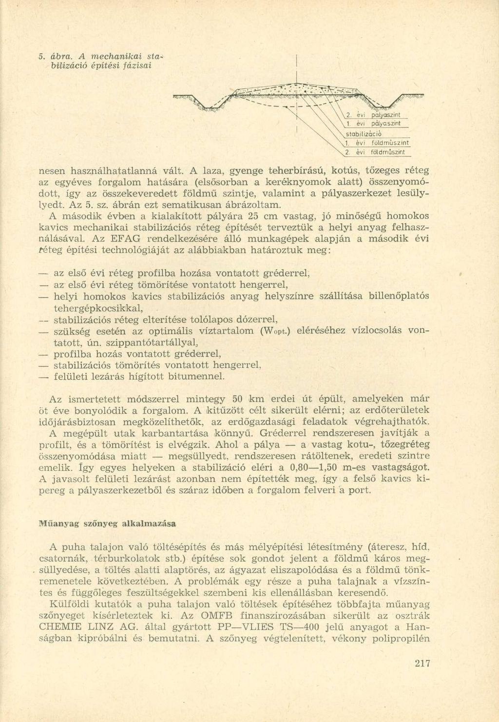 5. ábra. A mechanikai stabilizáció építési fázisai nesen használhatatlanná vált.