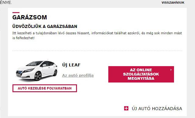 Az Online szolgáltatások oldalon az aktív előfizetés hozzáférést biztosít a NissanConnect EV összes funkciójához.