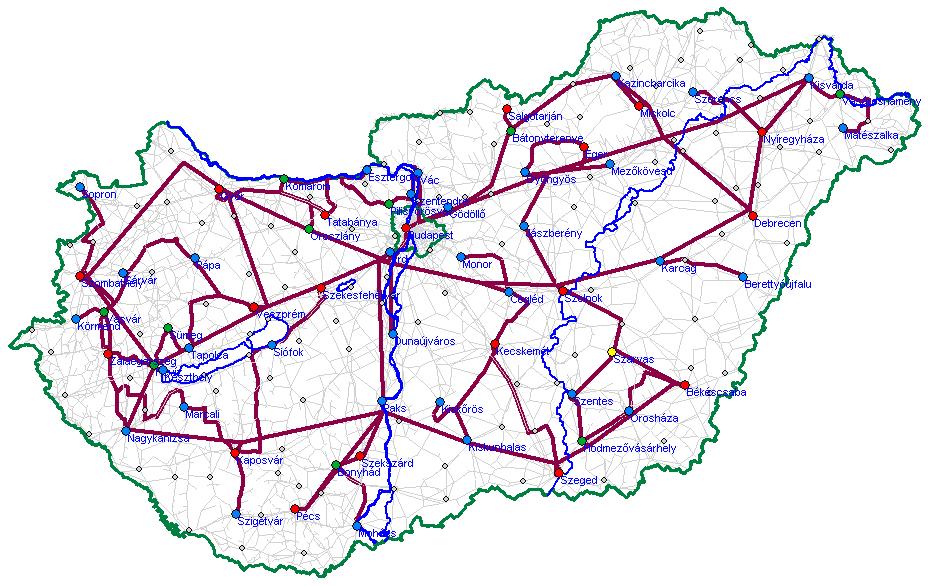 gerinc hossz Út metrikája Belső és külső geirnc DTR nagyfesz. távvez.