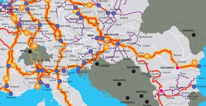 Magyarországot két fontos európai vasúti folyosó érinti Magyarországon halad át a Németországból Románia felé tartó E korridor, illetve a Spanyolországtól