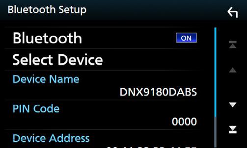 Bluetooth alapú vezérlés ÑÑBluetooth eszköz csatlakoztatása 1 A Bluetooth BEÁLLÍTÁS képernyőjén érintse meg a [Select Device] lehetőséget.