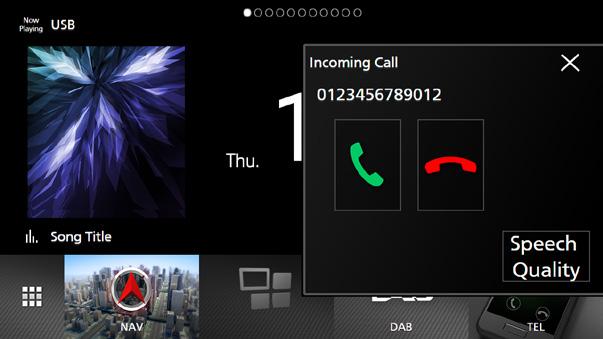 Bluetooth alapú vezérlés ÑÑHívás fogadása 1 Hívás fogadásához érintse meg a [ ] gombot vagy [ ] gombot a hívás elutasításához.