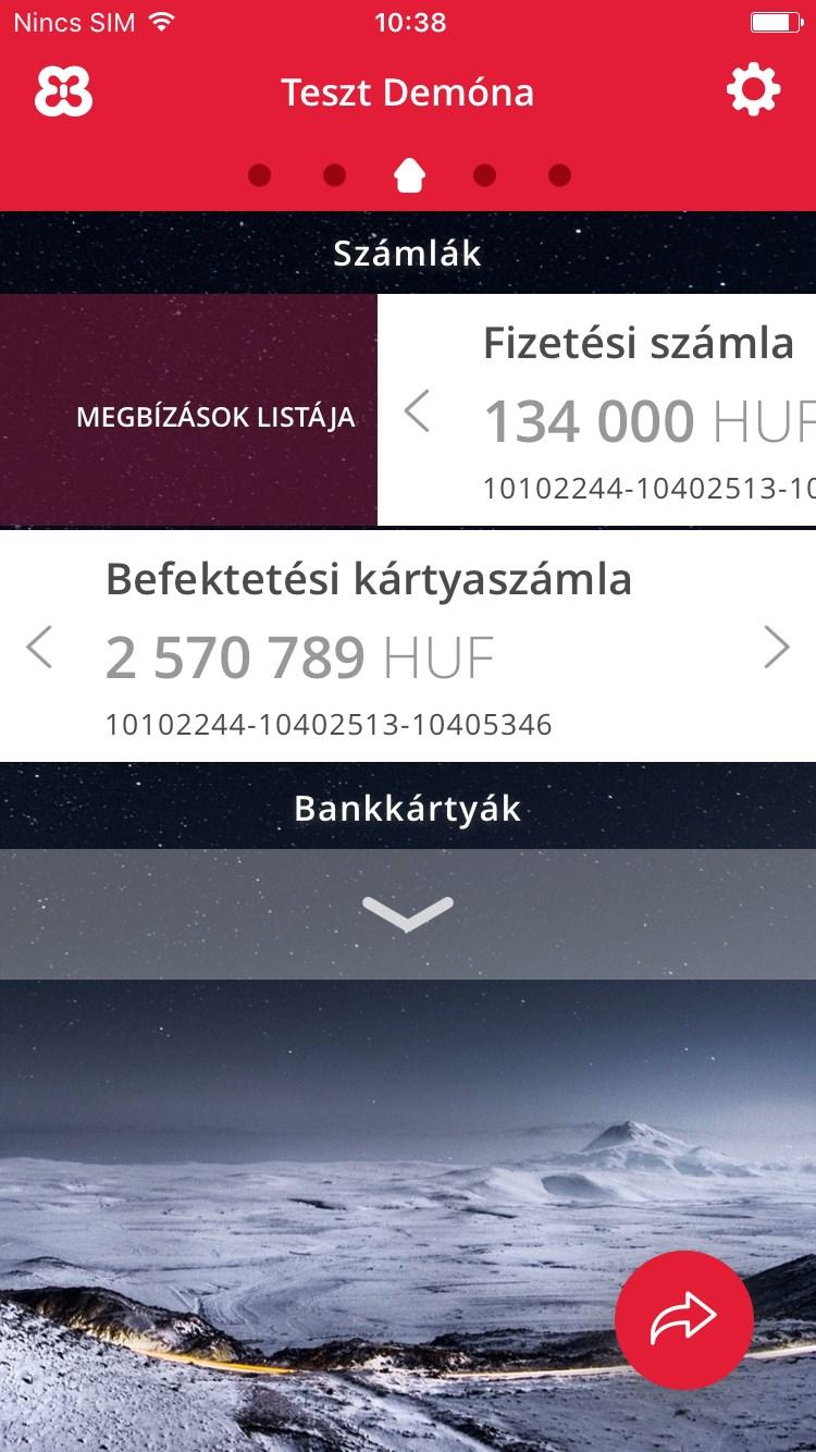 Navigáció / Számlainformáció A főképernyőn láthatja számláit, és a hozzájuk tartozó egyenlegeket.