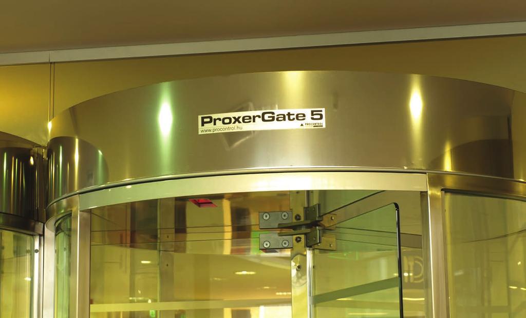 ProxerGate5 Glass teljes magasságú biztonsági kapu A ProxerGate 5 Glass exkluzív, teljes magasságú, automatikus, motoros biztonsági forgókapu üvegszárnyakkal, üveg vagy acél palásttal.