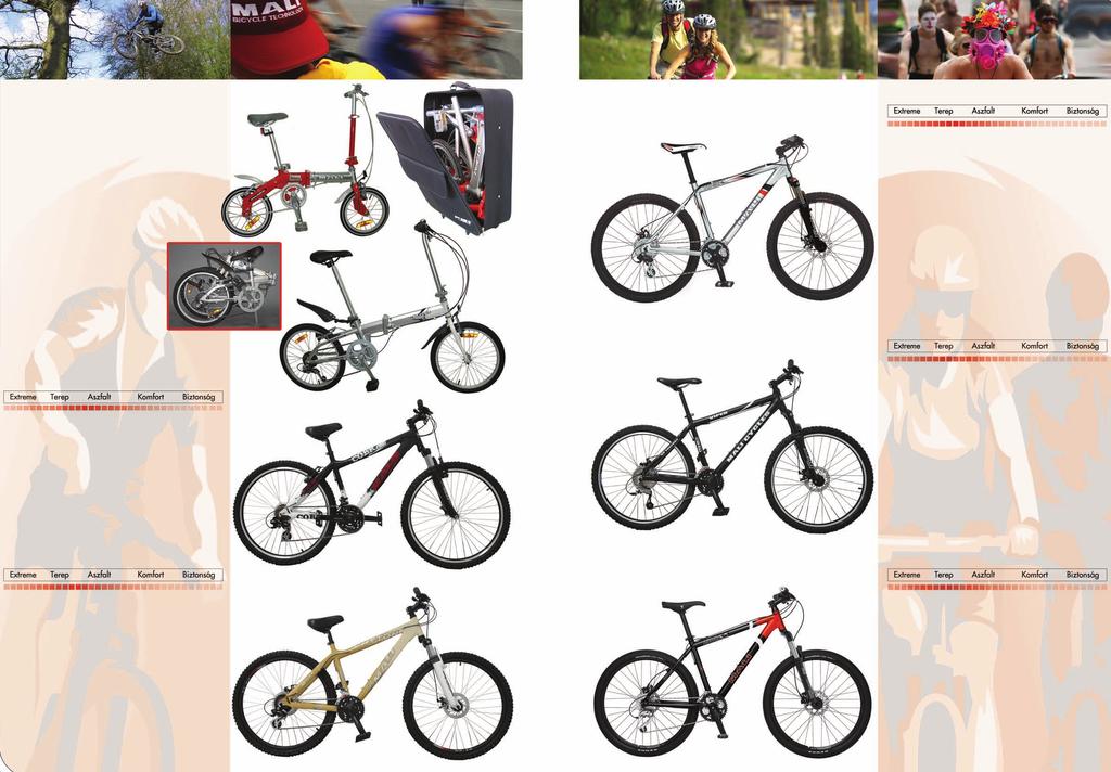 Mali 14 Folding Bike Összecsukható kerékpár 14 kerékmérettel Megdöbbentôen kis méretûre hajtható össze, Így könnyedén szállítható a hozzátartozó táskában Mindössze 9kg!