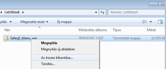 SafeQ kliens telepítő csomag: Safeq5_kliens_win.