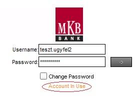 Ezután ismét beírhatjuk a felhasználónevet és jelszót. Az első bejelentkezés során a Banktól kapott jelszót minden esetben meg kell változtatni.