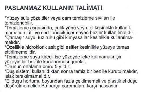 ACÉL HASZNÁLATI TÁJÉKOZTATÓ A felület finom vizes oldatokkal vagy üvegtisztító oldatokkal tisztítható. *A tisztítás során szigorúan tilos acél vagy fém drótokat használni.