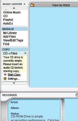 22 zenei cd-k mp3-má alakítása 1 kattintsunk az MUSIC CENTER CD Files elemére.
