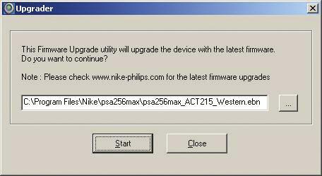 a firmware frissítése 31 a www.nike-philips.com-n ellenőrizhetjük és letölthetjük a legutóbbi firmware-t, ha van. az Upgrader alkalmazás segítségével új firmware-rel frissíthetjük a psa"-t.
