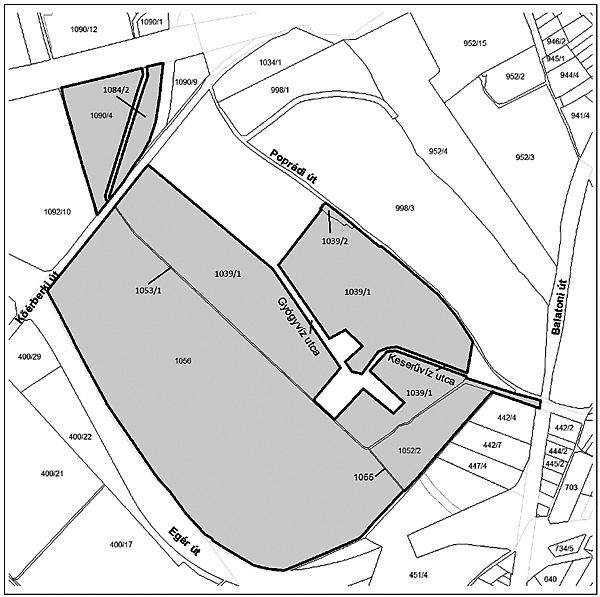 22.természeti az (1053/1) ingatlan-nyilvántartási helyrajzi számú ből 4373 m2 nagyságú rész: E646981-N234477, E646979-N234463 EOV koordináták által meghatározott vonaltól nyugatra eső rész; 3.