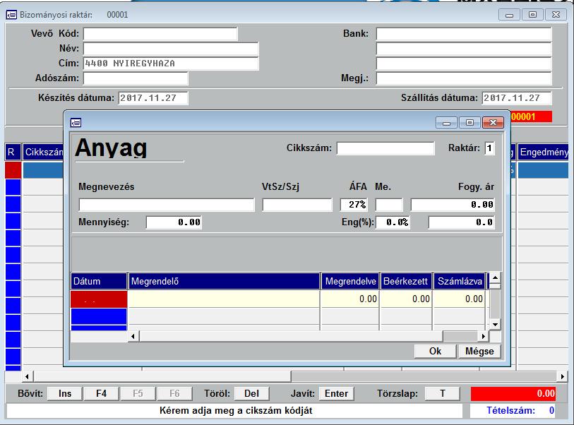 6. Bizományosi raktár A program lehetőséget nyújt a bizományosi raktár kihelyezések nyilvántartására.