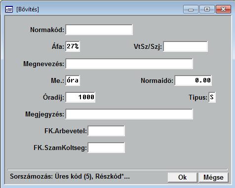 akarja. Az itt felvett normaidőket a program * Saját * felirattal jelzi akkor, ha gyári normákat is használ.