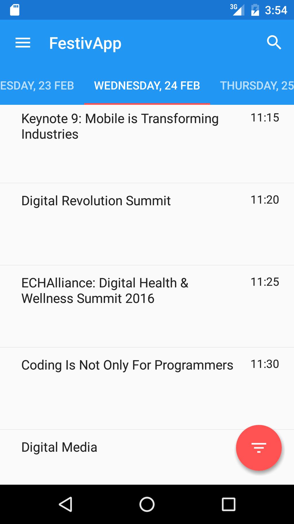 6. A FestivApp mu ködése Az Android alkalmazás elso indításakor ki kell választani azt a rendezvényt, amelynek programját az applikáció megjeleníti.