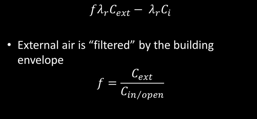Kültéri-beltéri környezet változása Szűrt külső levegő Beszivárgási együttható