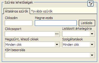 2.4. Szűrő mezők Az adat táblázatban megjelenő tételek megjelenése feltételhez köthető. Ezek a szűrőfeltételek határozhatók meg a szűrő mezők megfelelő beállításával.